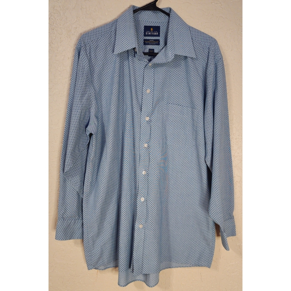 New Stafford Men's Travel Performance Super Shirt Light Slate Blue Long …